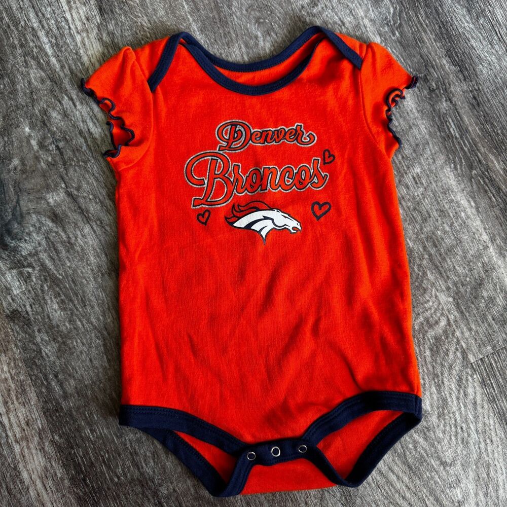 NFL Team Apparel Denver Broncos Baby Girl Onesie Flutter Sleeve Bodysuit 18m